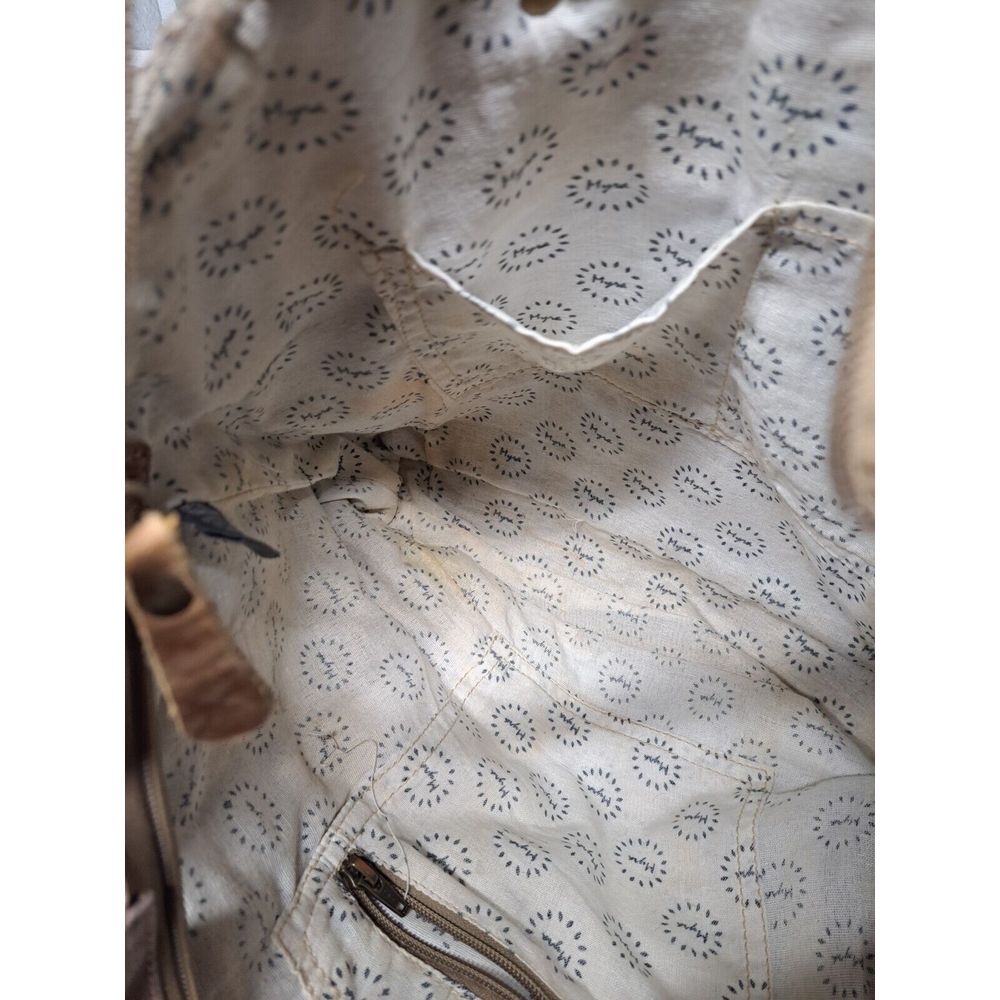 Myra Bag Women Ace Opcycled Canvas & Cowhide Messenger Large Crossbody Bag - Picture 8 of 16